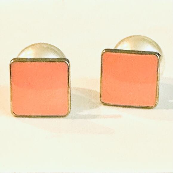 4 Double Sided Pearl Back Enamel Earrings Monogram Blanks - Picture 2 of 3